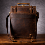 Full-Grain Leather Cowhide Brown Retro Backpack for Men Manntara