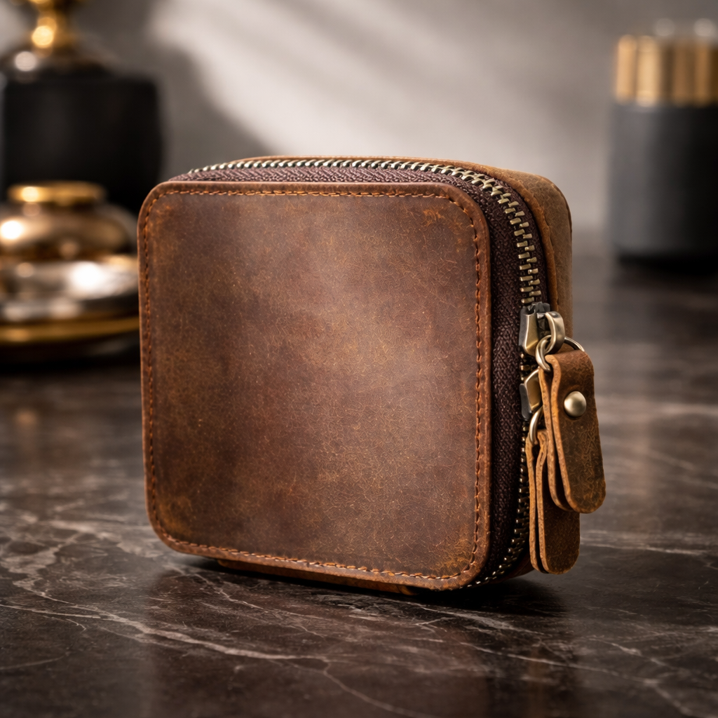 Full Grain Leather Jewelry & Watch Box For Men Manntara