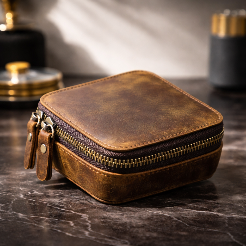 Full Grain Leather Jewelry & Watch Box For Men Manntara