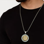 Golden Vegvísir Viking Compass Men's Necklace of Stainless Steel Manntara