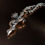 Sterling 925 Silver Dragon Sword Gothic Necklace For Men Manntara