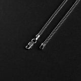 Close-up of 925 sterling silver Franco chain clasp with hallmark stamp