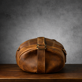 Men's Brown Full-Grain Leather Military Messenger Crossbody Bag Manntara