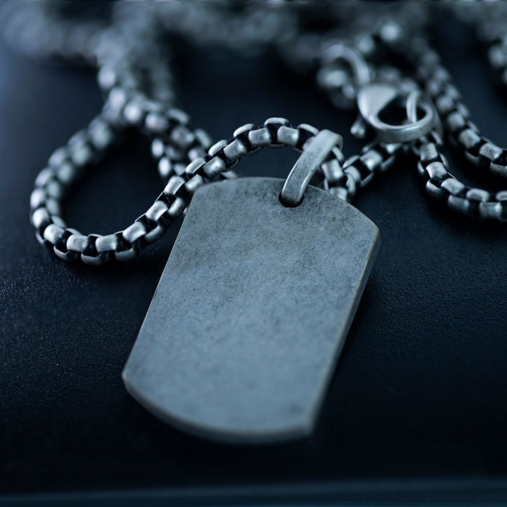 Men's Premium Silver Stainless Steel Minimalistic Military Necklace Manntara