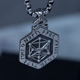 Men's Stainless Steel Viking Locket Necklace With Runes Manntara