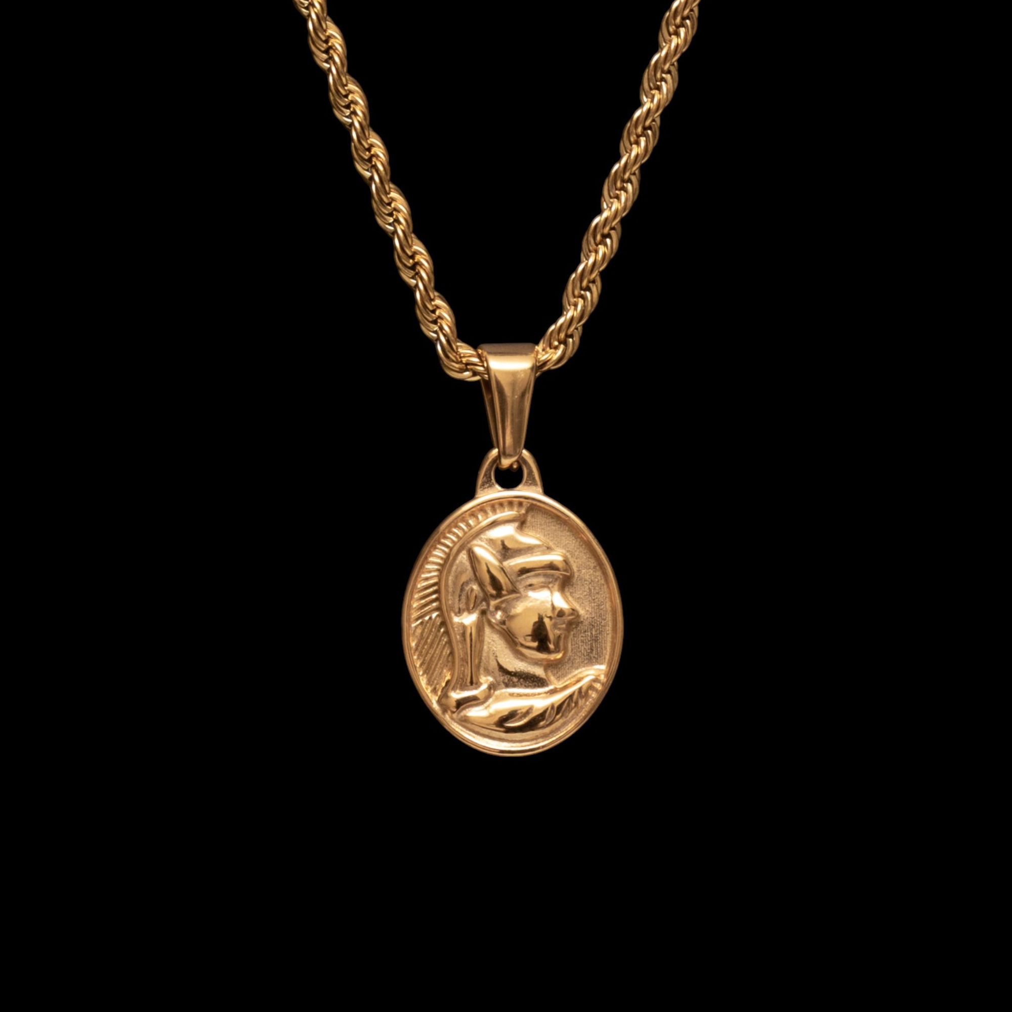 Men's 18K Gold Plated Achilles Greek Hero Pendant Necklace Manntara