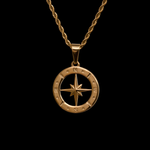 Men's 18K Gold Plated North Star Necklace on a black background