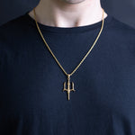 Men's 18K Gold Plated Poseidon Trident Pendant Necklace Manntara