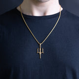 Men's 18K Gold Plated Poseidon Trident Pendant Necklace Manntara
