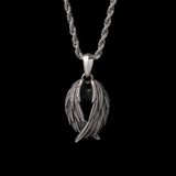 Men's 925 Sterling Silver Guardian Angel Wings Pendant Necklace