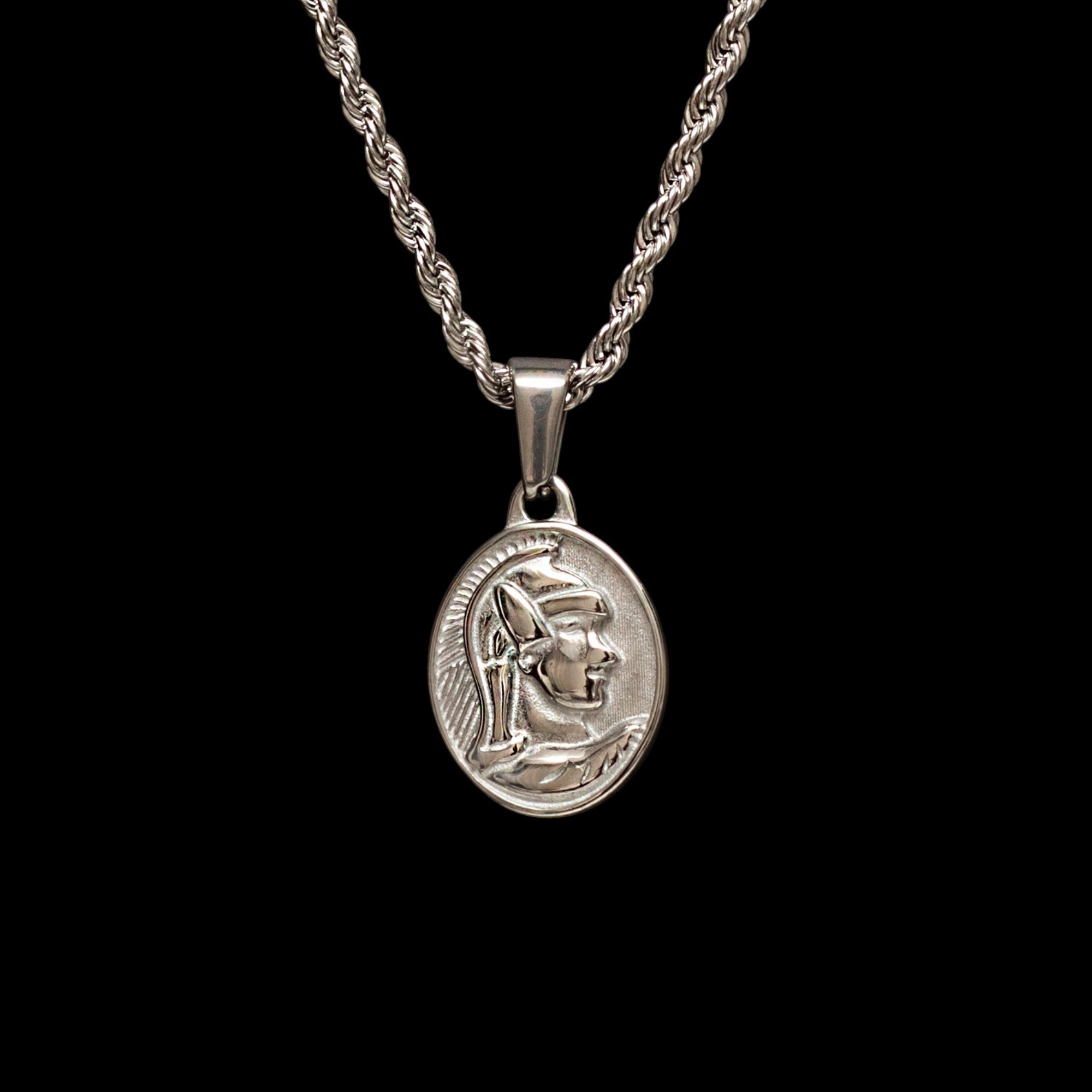 Men's Achilles Greek Hero Necklace - Stainless Steel Mythology Pendant Manntara