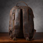 Men's Full-Grain Leather Professional Laptop Backpack for Business Manntara