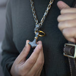 Men's Golden Stainless Steel Mjolnir Viking Necklace Manntara