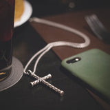 Men's Silver Cross Necklace Of Stainless Steel Manntara