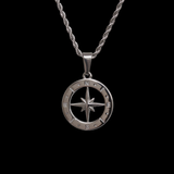 Men's Silver North Star Necklace - Nautical Compass Pendant Manntara