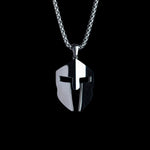 Men's Spartan Corinthian Helmet Necklace of Silver Stainless Steel Manntara