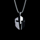 Men's Spartan Corinthian Helmet Necklace of Silver Stainless Steel Manntara