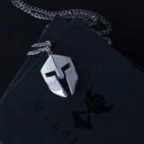 Men's Spartan Corinthian Helmet Necklace of Silver Stainless Steel Manntara