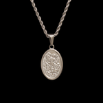 Men's St. Michael the Archangel Necklace - Silver oval Medal Pendant Manntara