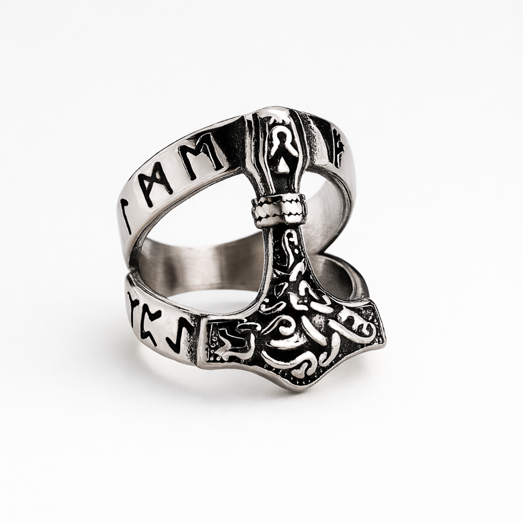 Men's Thor's Hammer Ring - Stainless Steel Mjolnir Viking Jewelry