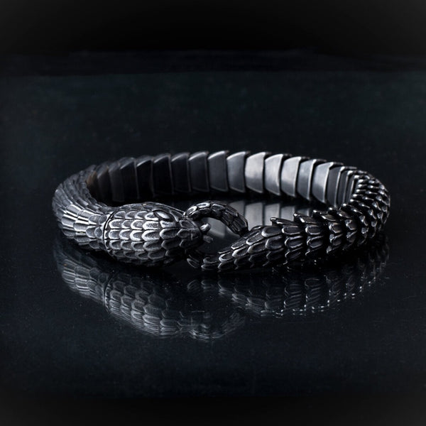 Black Snake Silver Plated Bracelet online Free Ring with Purchase