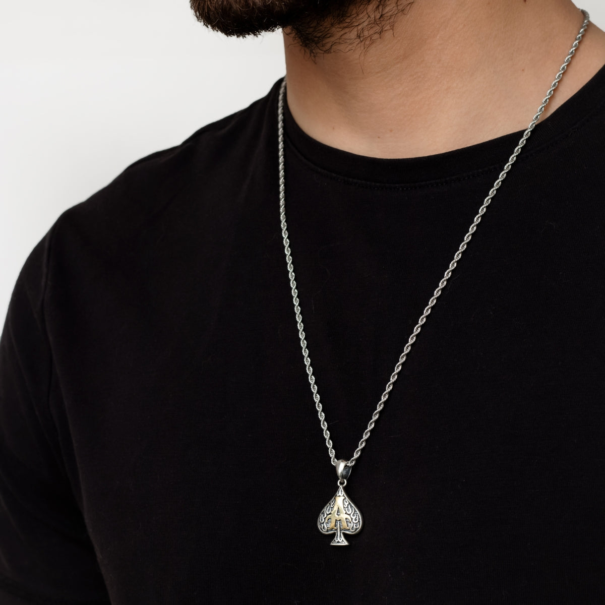 S925 Silver Ace of Spades Necklace for Men Manntara