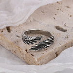 S925 Silver Angel Wings Casual Ring for Men Manntara