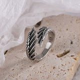 S925 Silver Angel Wings Casual Ring for Men Manntara