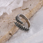S925 Silver Angel Wings Casual Ring for Men Manntara