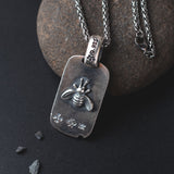 S925 Silver Black Bee Necklace for Men Manntara
