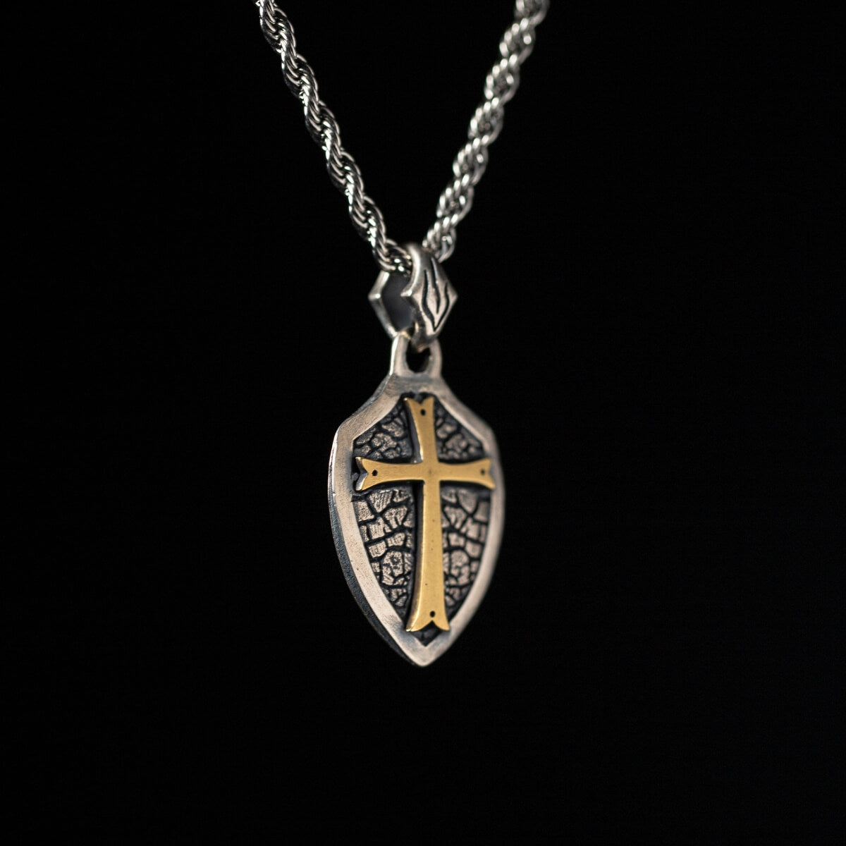 S925 Silver Golden Cross Locket Men's Necklace Manntara 