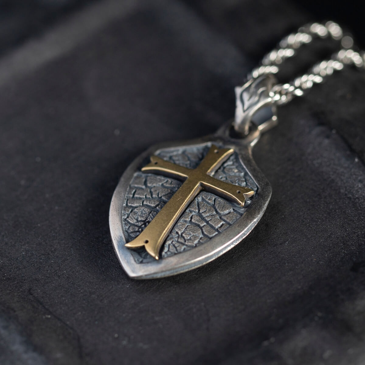 S925 Silver Golden Cross Locket Men's Necklace Manntara 