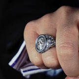 S925 Silver Jesus Christ Adjustable Ring For Men Manntara
