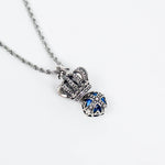 S925 Silver King Crown Casual Blue Stone Necklace for Men Manntara