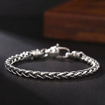 S925 Silver Mantra Wheat Chain Bracelet For Men Manntara