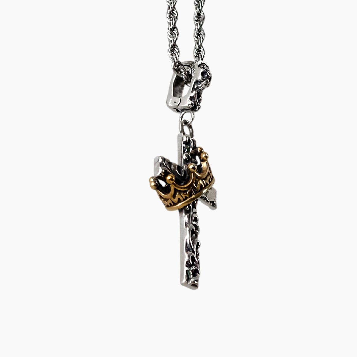 S925 Silver Crown Cross Necklace For Men & Women Manntara