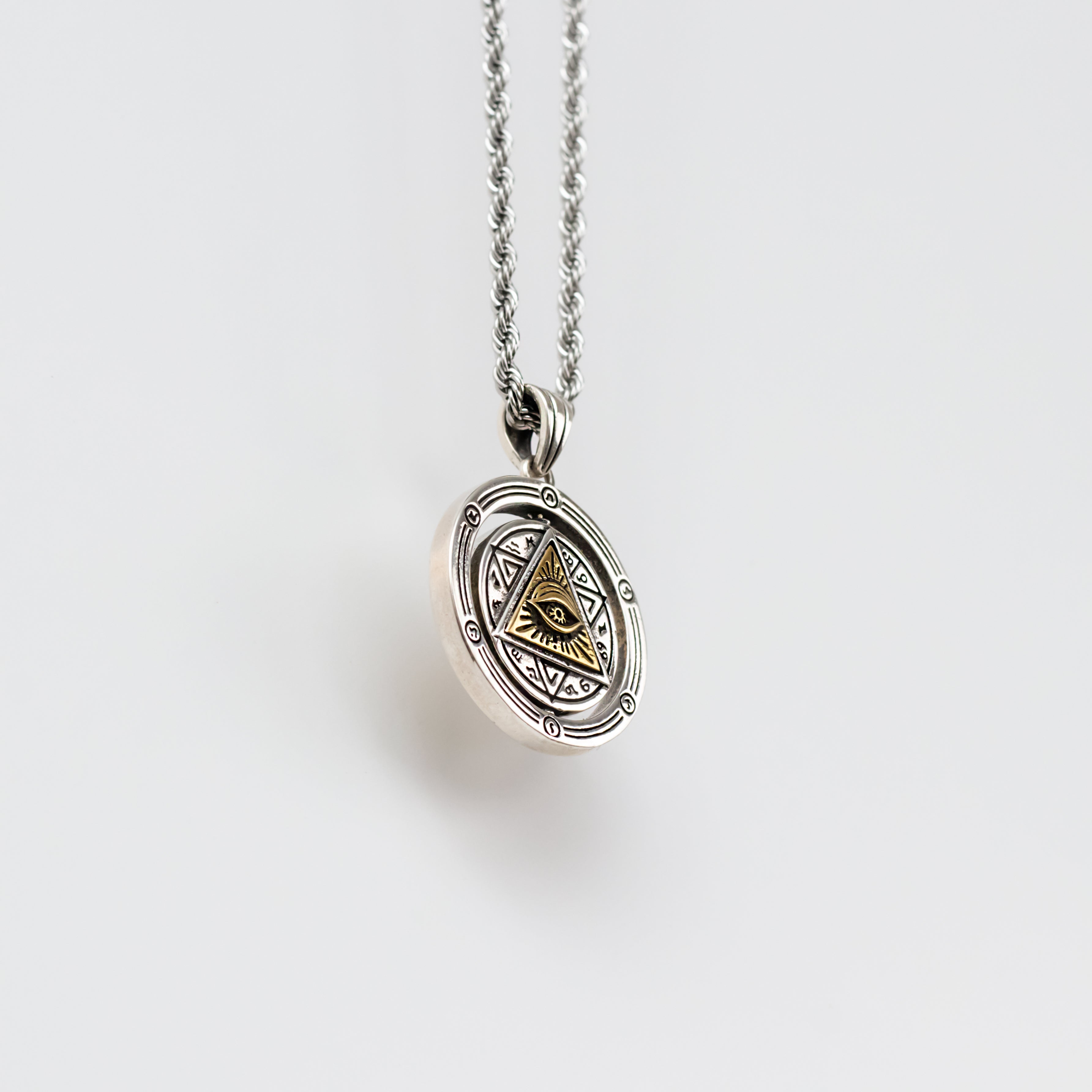 S925 Silver Golden Eye of Providence Egyptian Necklace for Men Manntara