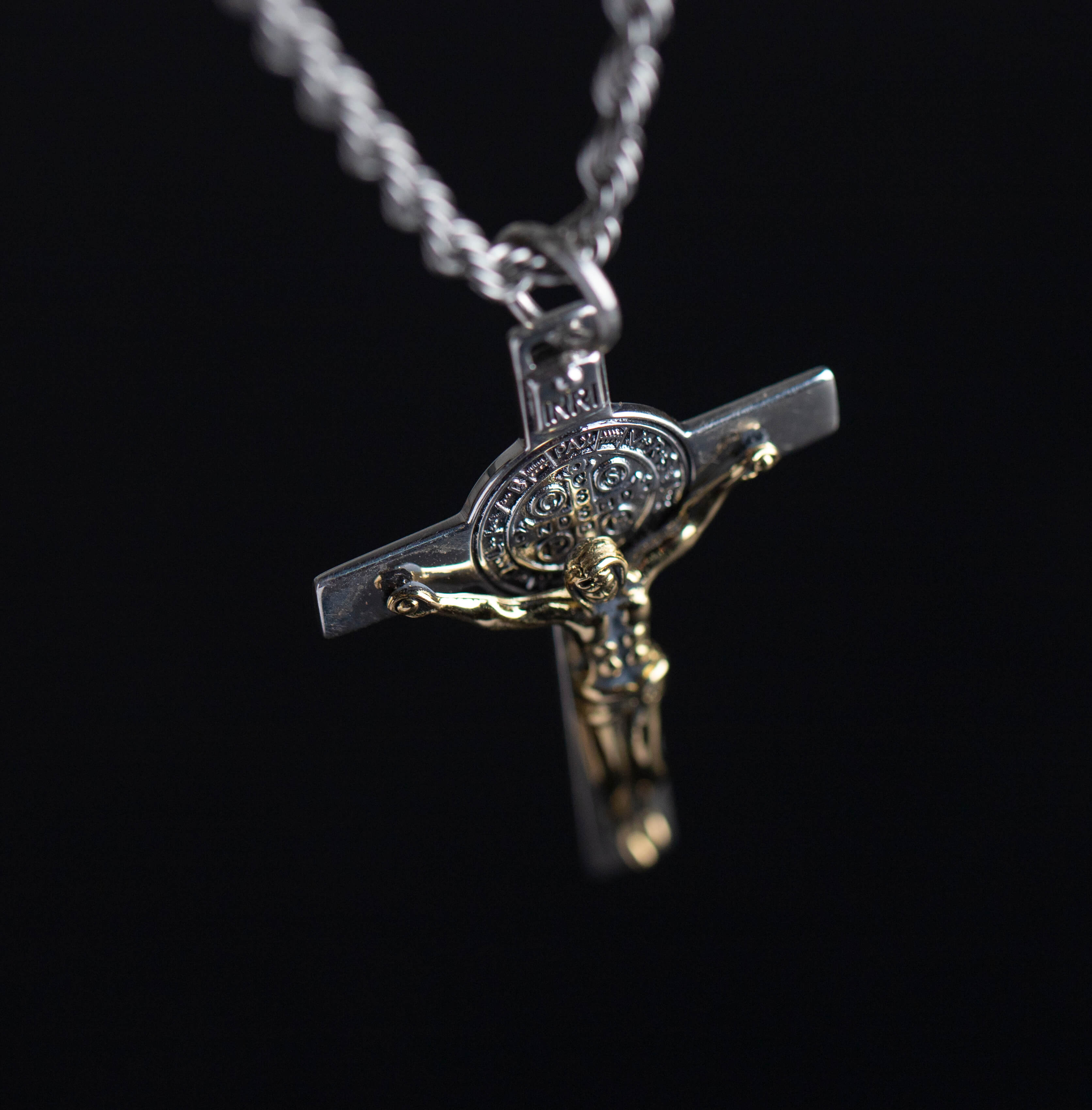 Unisex Sterling Silver Jesus Pendant - St Benedict Crucifix Necklace ...