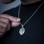 S925 Silver Golden Medieval Cross Locket Men's Necklace Manntara