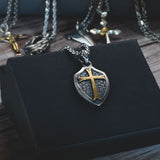 S925 Silver Golden Medieval Cross Locket Men's Necklace Manntara