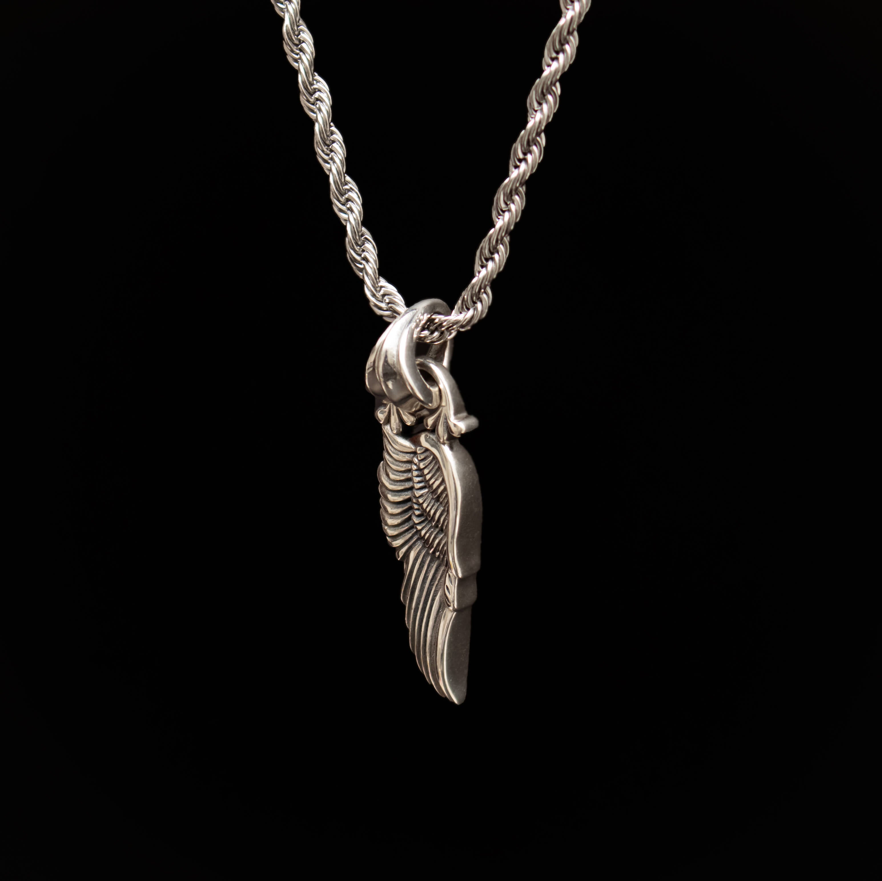 S925 Silver Wings Feather Men's Casual Necklace Manntara