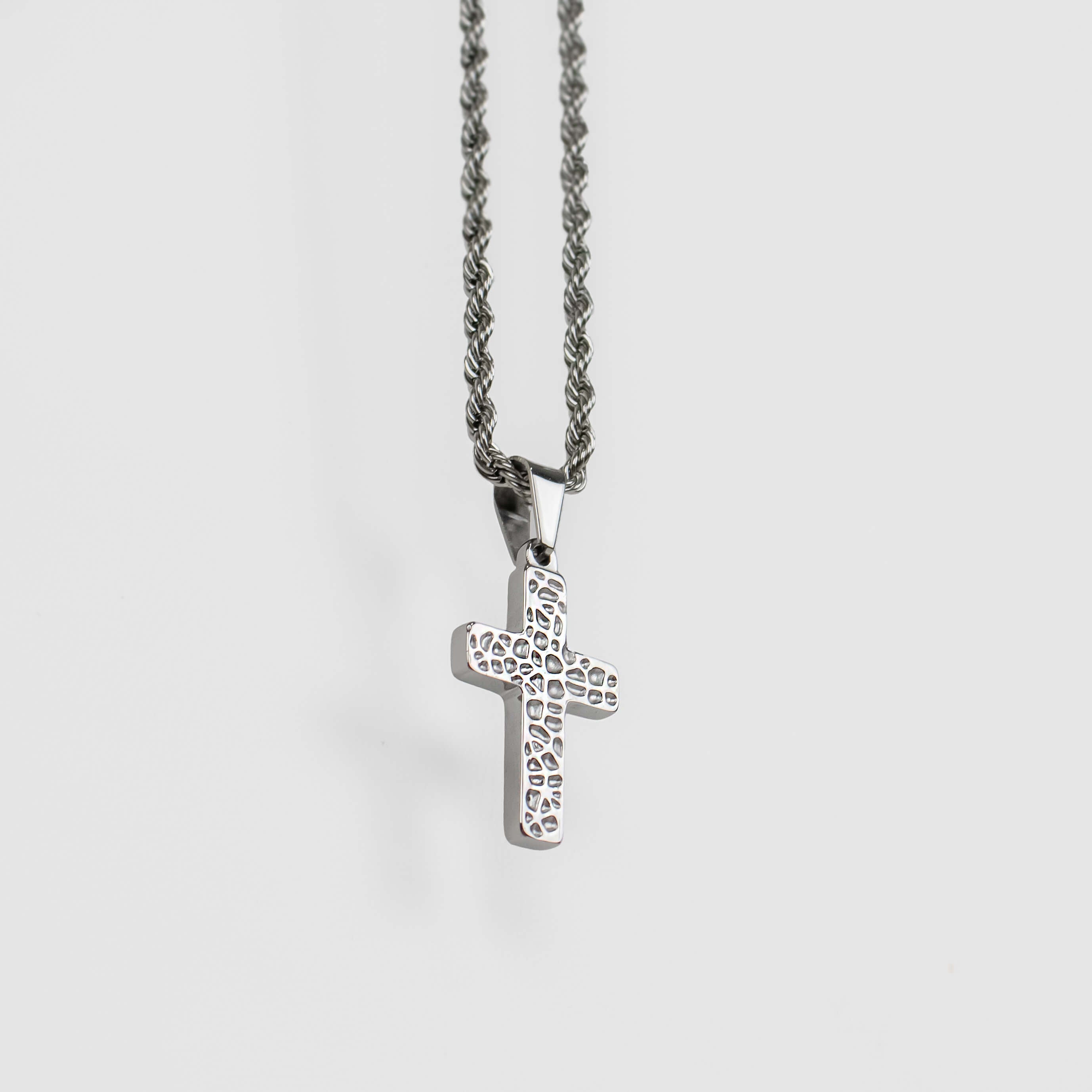 Silver 316L Stainless Steel Catholic Cross Necklace for Men Manntara