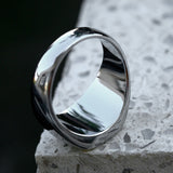 Silver Black Onyx Minimal Ring of Stainless Steel for Men Manntara