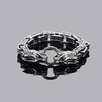 Silver Dragon Head Mantra Bracelet For Men of Stainless Steel Manntara