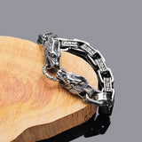 Silver Dragon Head Mantra Bracelet For Men of Stainless Steel Manntara