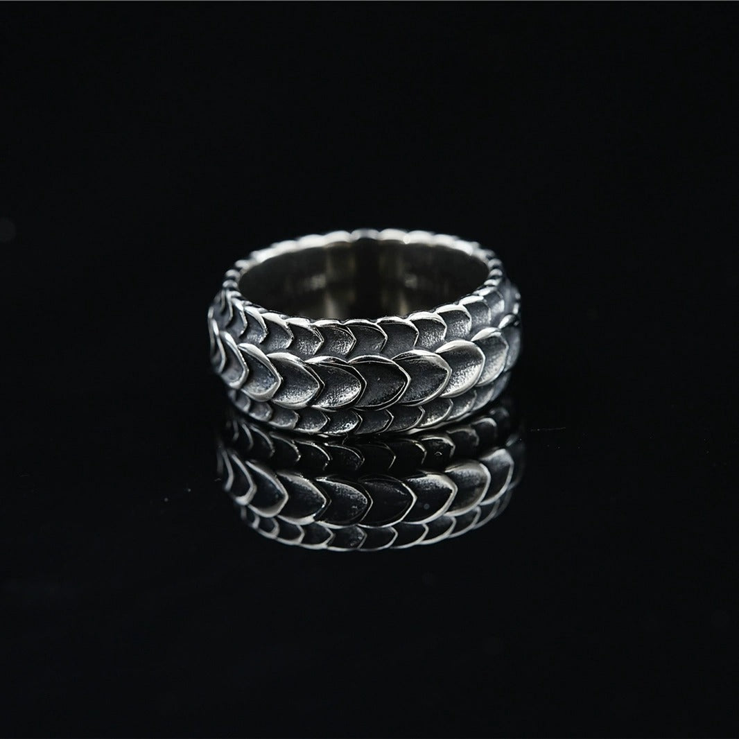 Silver Dragon Squama Men's Ring of Stainless Steel Manntara