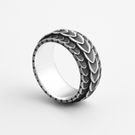 Silver Dragon Squama Men's Ring of Stainless Steel Manntara