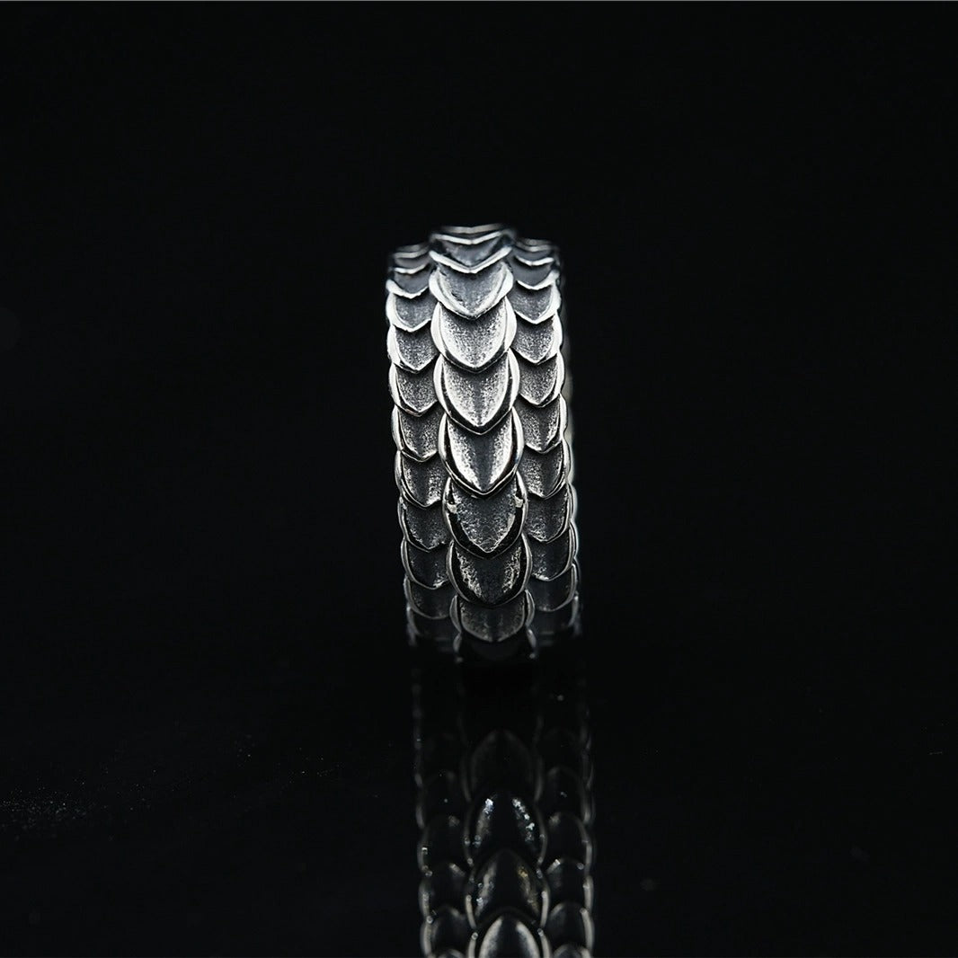 Silver Dragon Squama Men's Ring of Stainless Steel Manntara