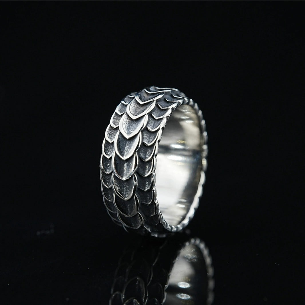 Silver Dragon Squama Men's Ring of Stainless Steel Manntara
