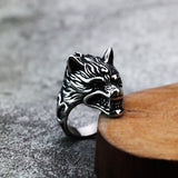 Silver Fenrir Viking Ring of Stainless Steel for Men Manntara 